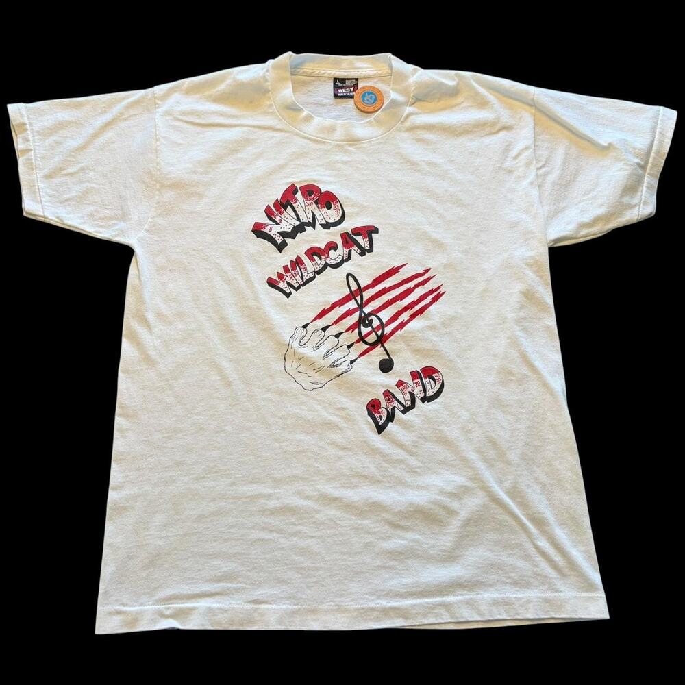 Vintage Nitro Wildcat Band Shirt Mens Large White Fruit Of The Loom USA 90s
